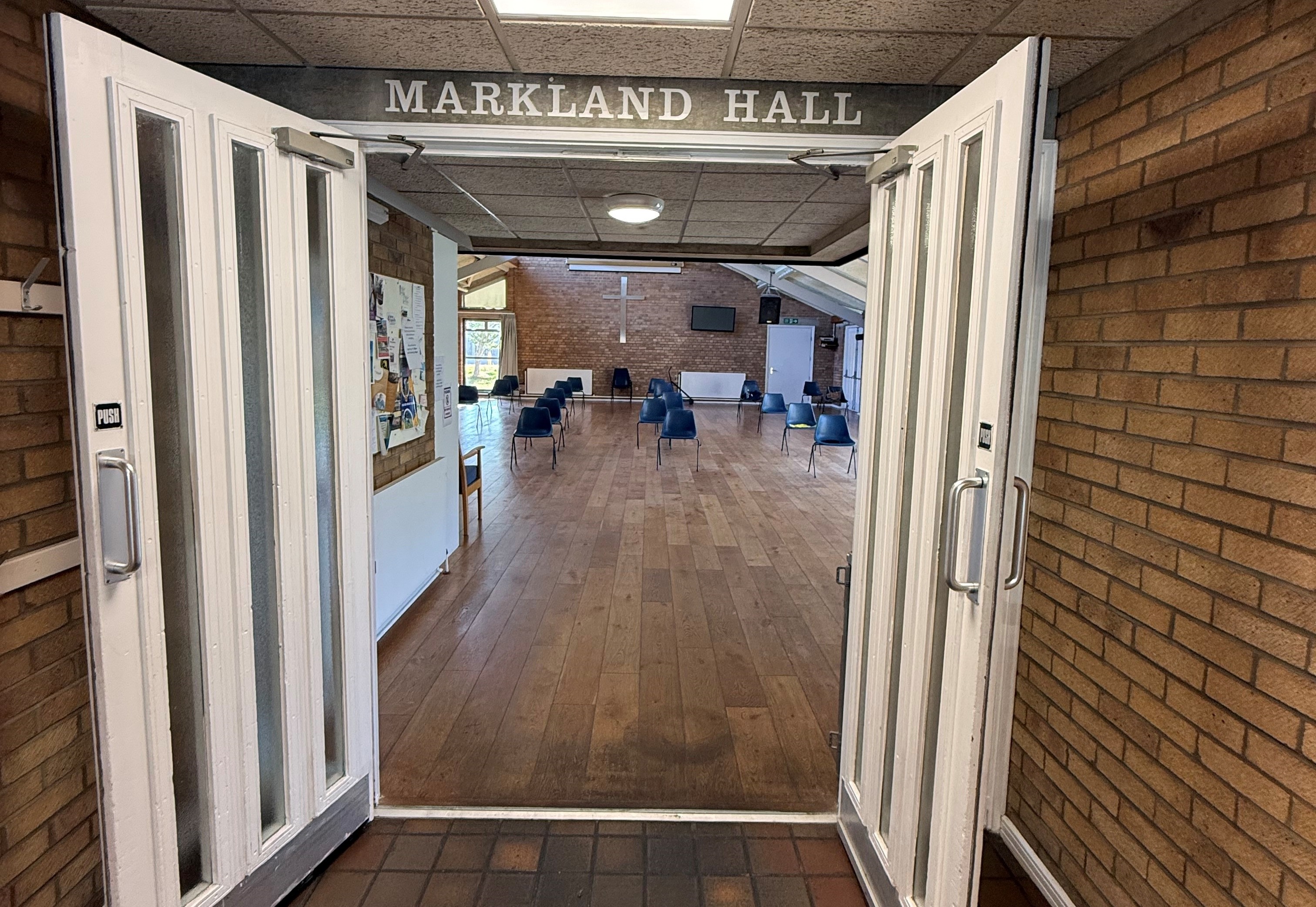 Doorway into polling room hall