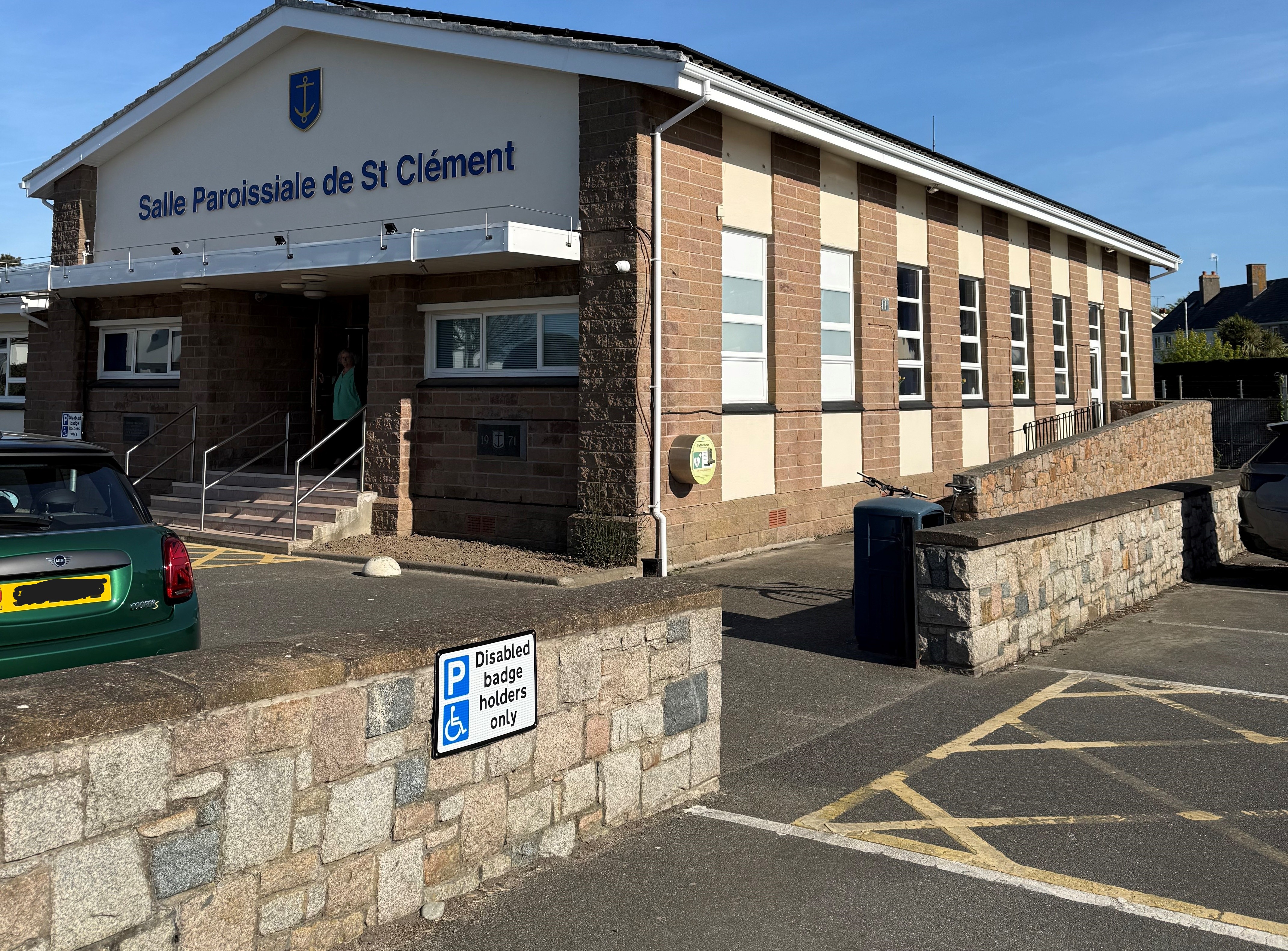 Disabled access ramp at the side of St Clement Parish Hall