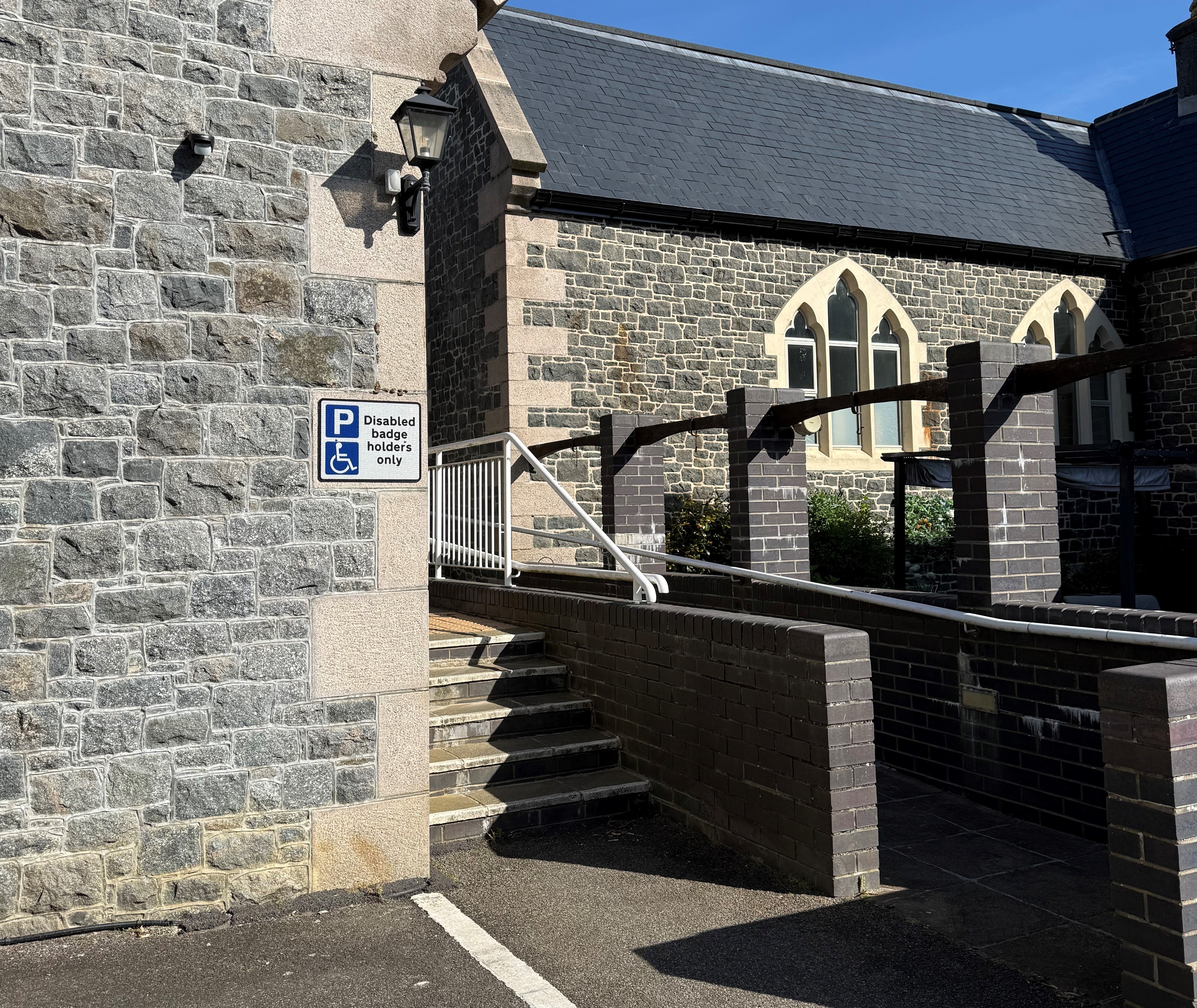 Disabled access ramp at rear of Grouville Parish Hall