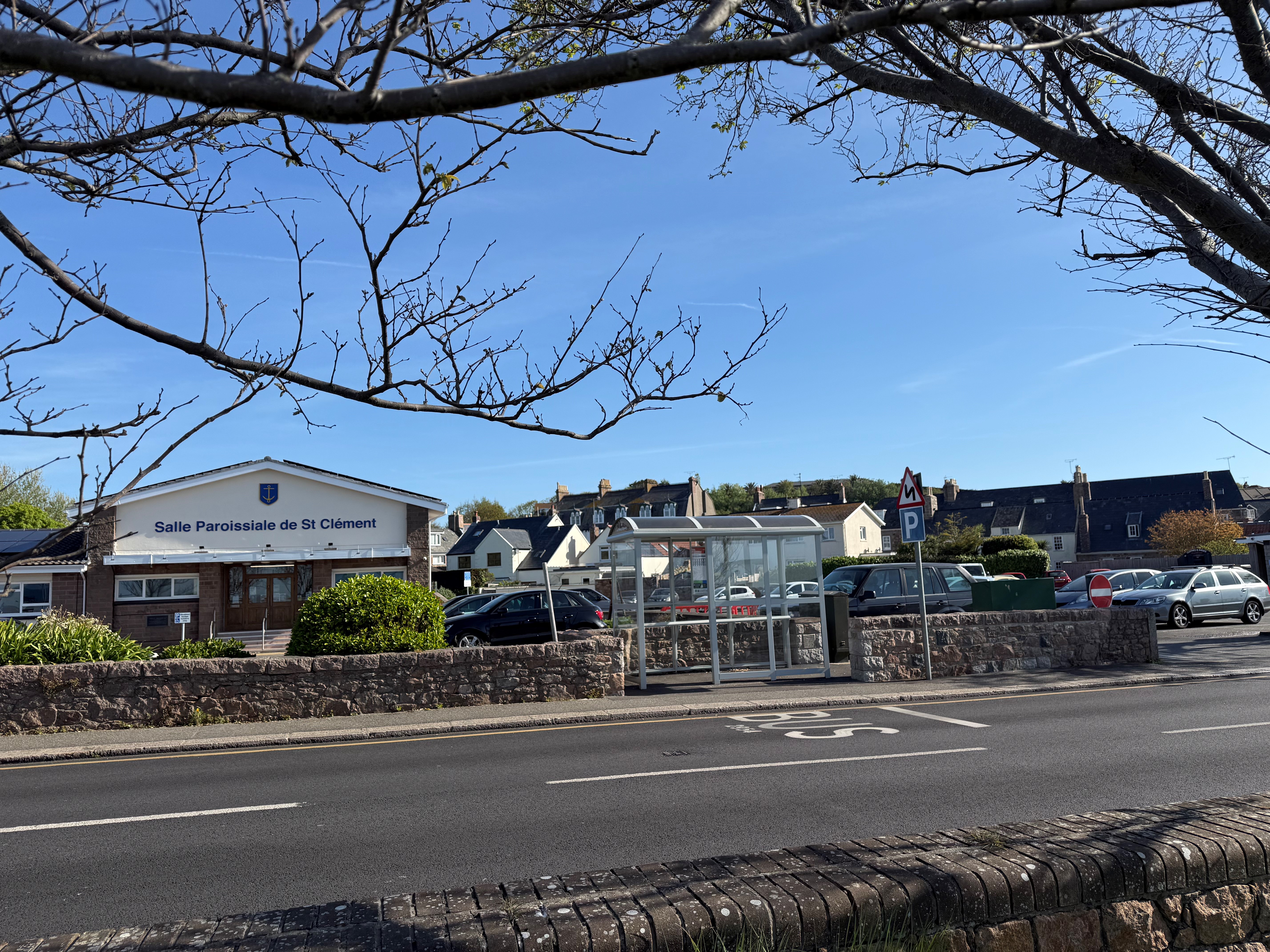 Bus stop outside of St.Clement's Parish Hall
