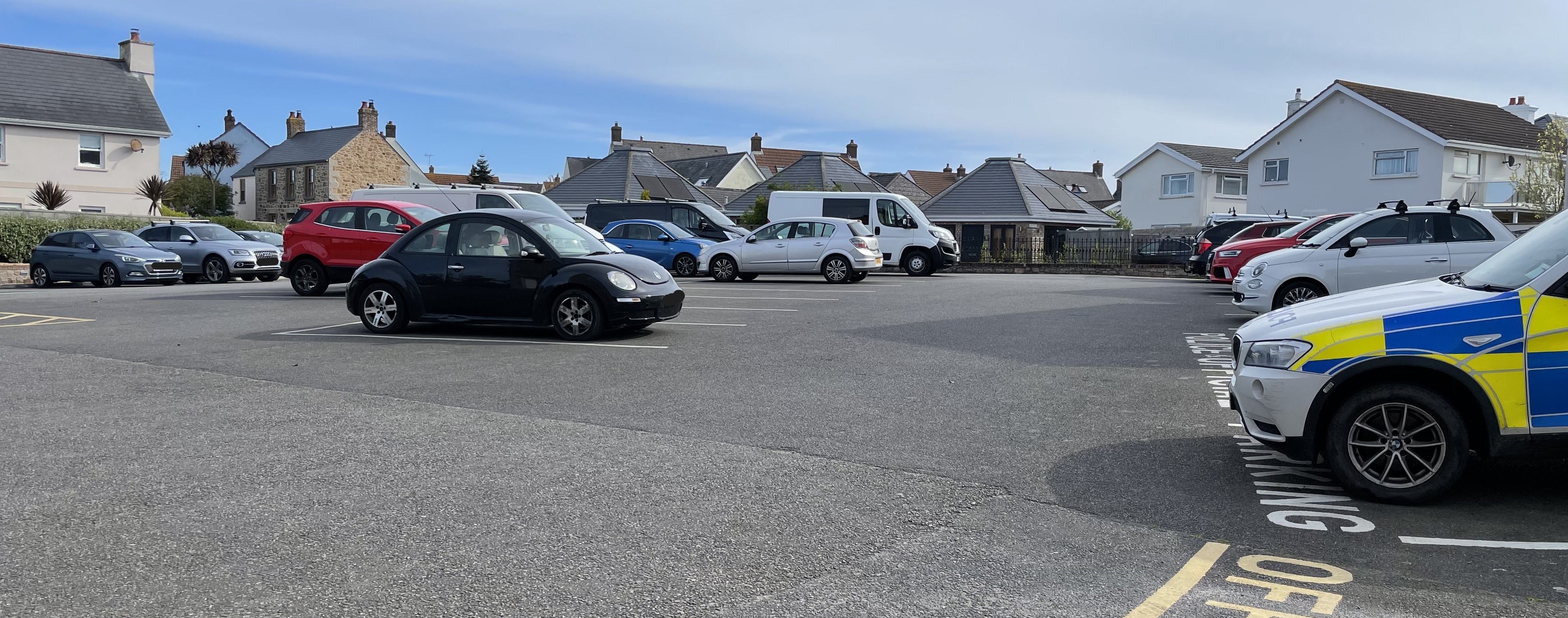 Rear carpark at St Ouen Parish Hall.