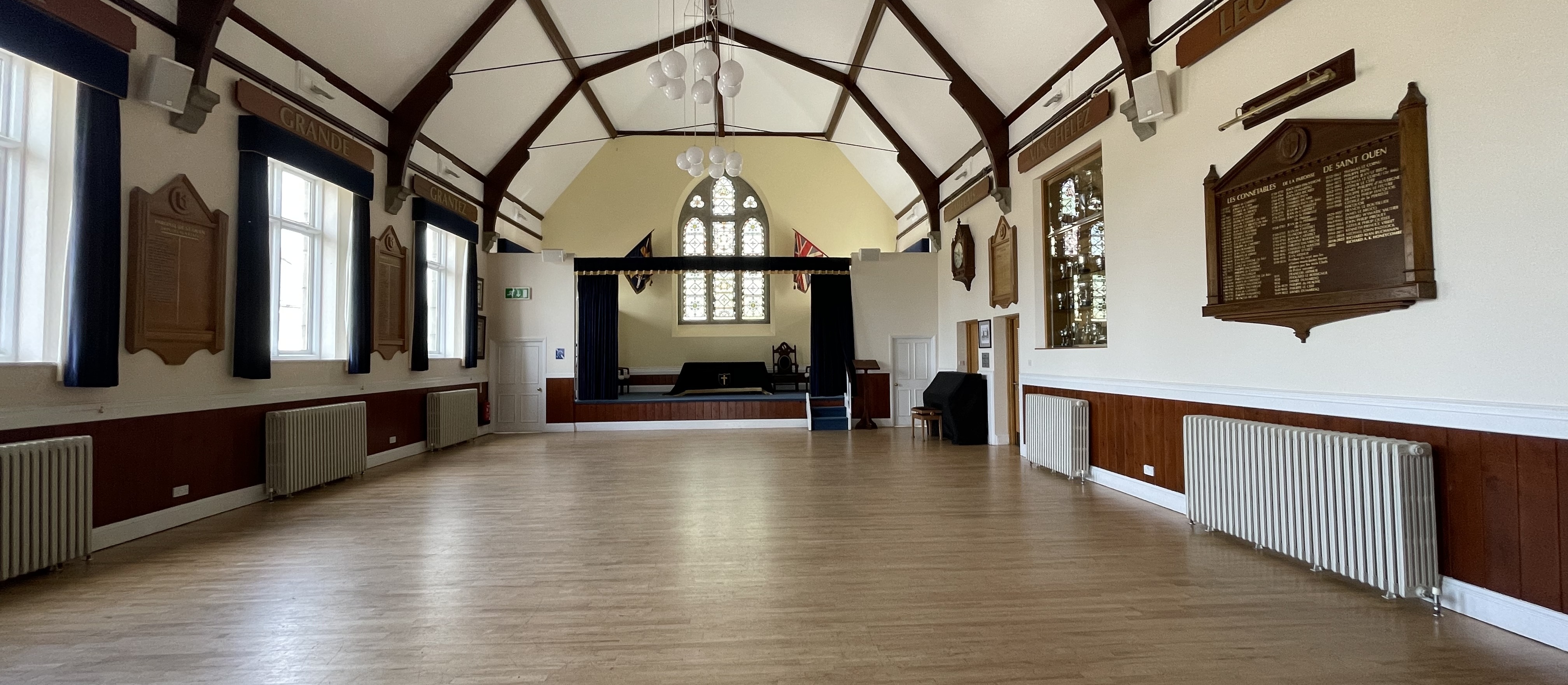 Hall inside St Ouen Parish Hall.