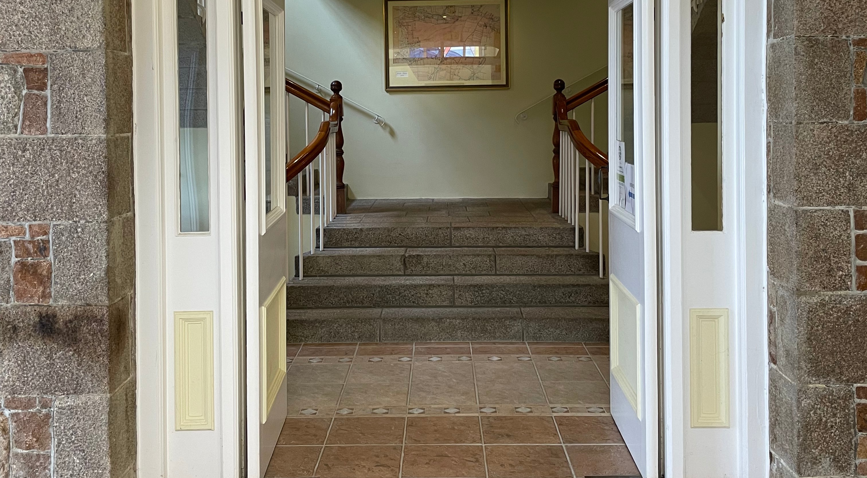 Stair access from lobby to Polling Room.