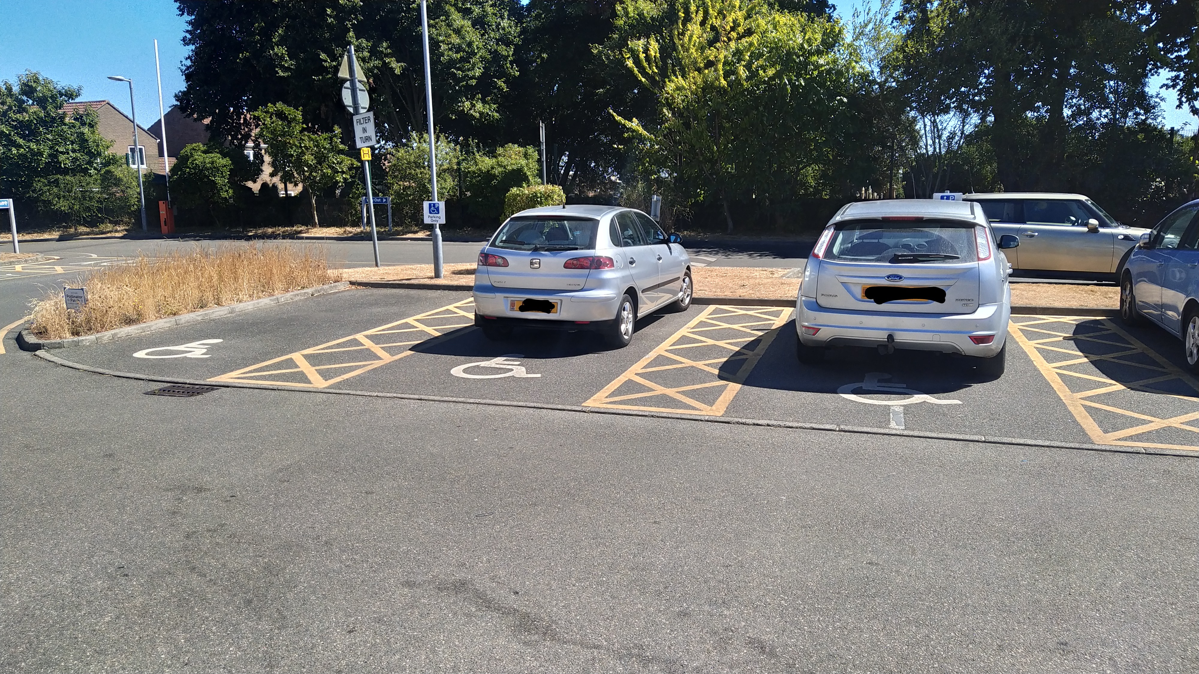 Disabled parking bays outside d'Auvergne School