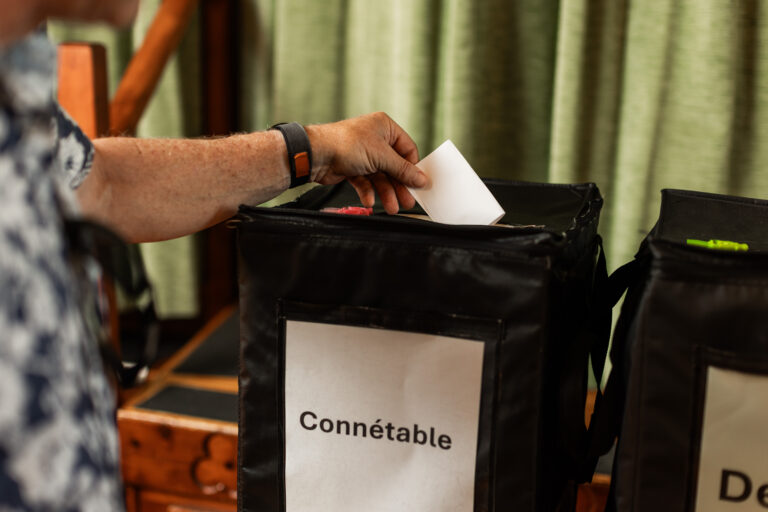 Voter casting ballot