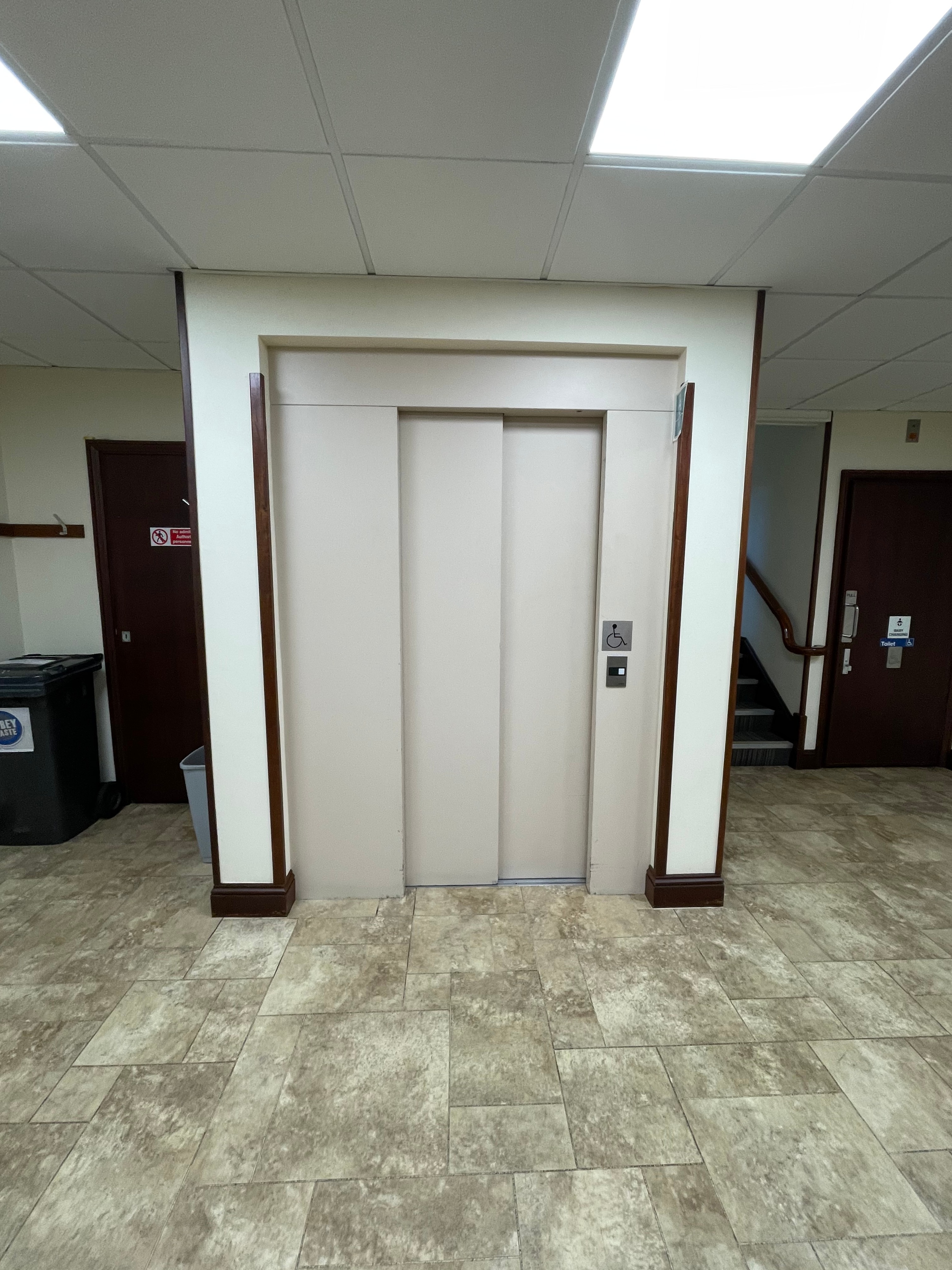 Lift entrance on ground floor.